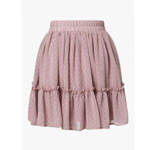 Simplee Pink Mini Skirt Short Swiss Polka Dot Kawaii Pastel Flare Coquette XS